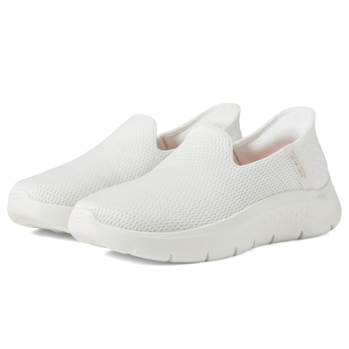 Woman`s Shoes Skechers Performance Go Walk Flex Slip-ins - Relish Off-White