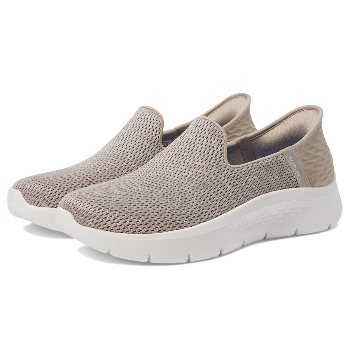 Woman`s Shoes Skechers Performance Go Walk Flex Slip-ins - Relish Taupe/Blue