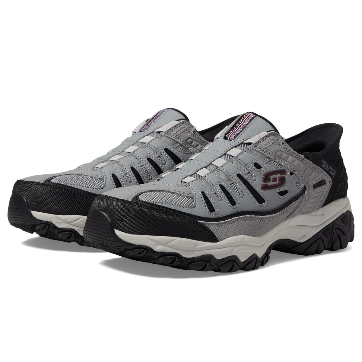 Man`s Sneakers Athletic Shoes Skechers Afterburn M. Fit Ridgeburn Slip Gray/Black