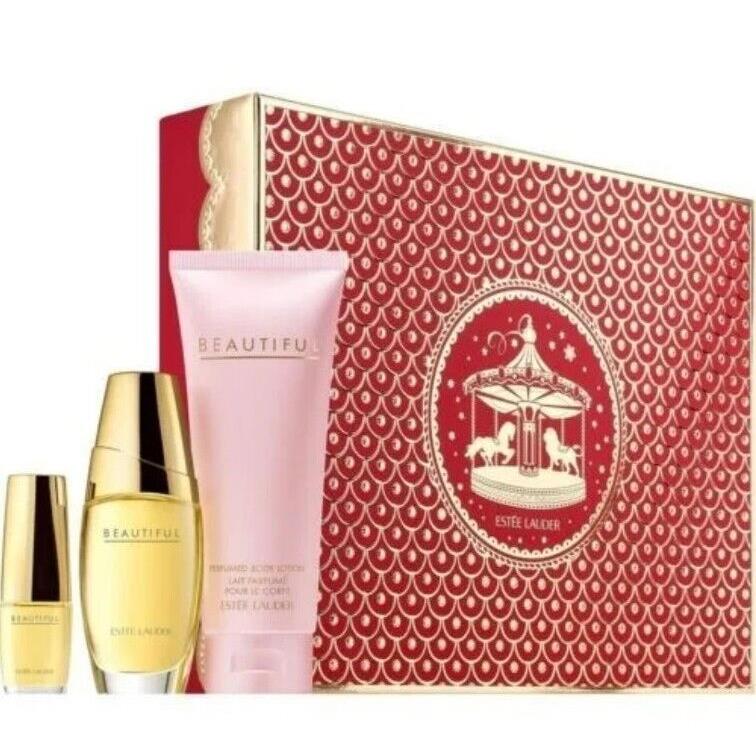 Beautiful to Go Estee Lauder Women Perfume Edp Spray 1.0 3 Piece Gift Set