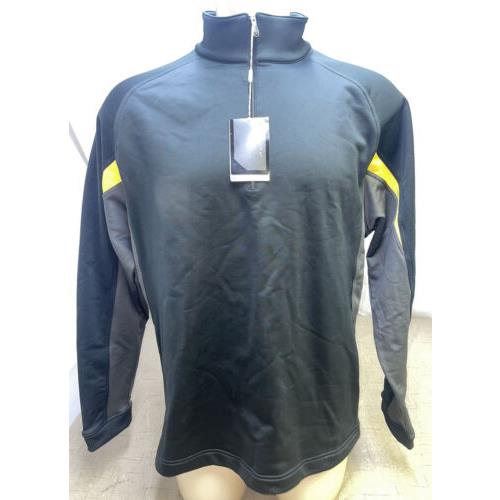 Nike Golf Thermafit Half Zip Long Sleeve Shirt Size Large Black Yellow Gray