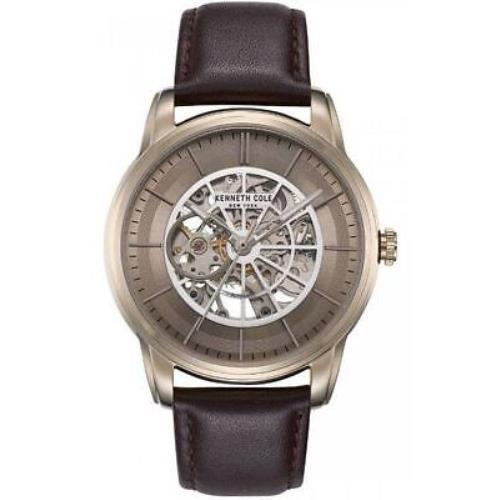 Men`s Kenneth Cole York Automatic Brown Leather Strap Watch KC50223001