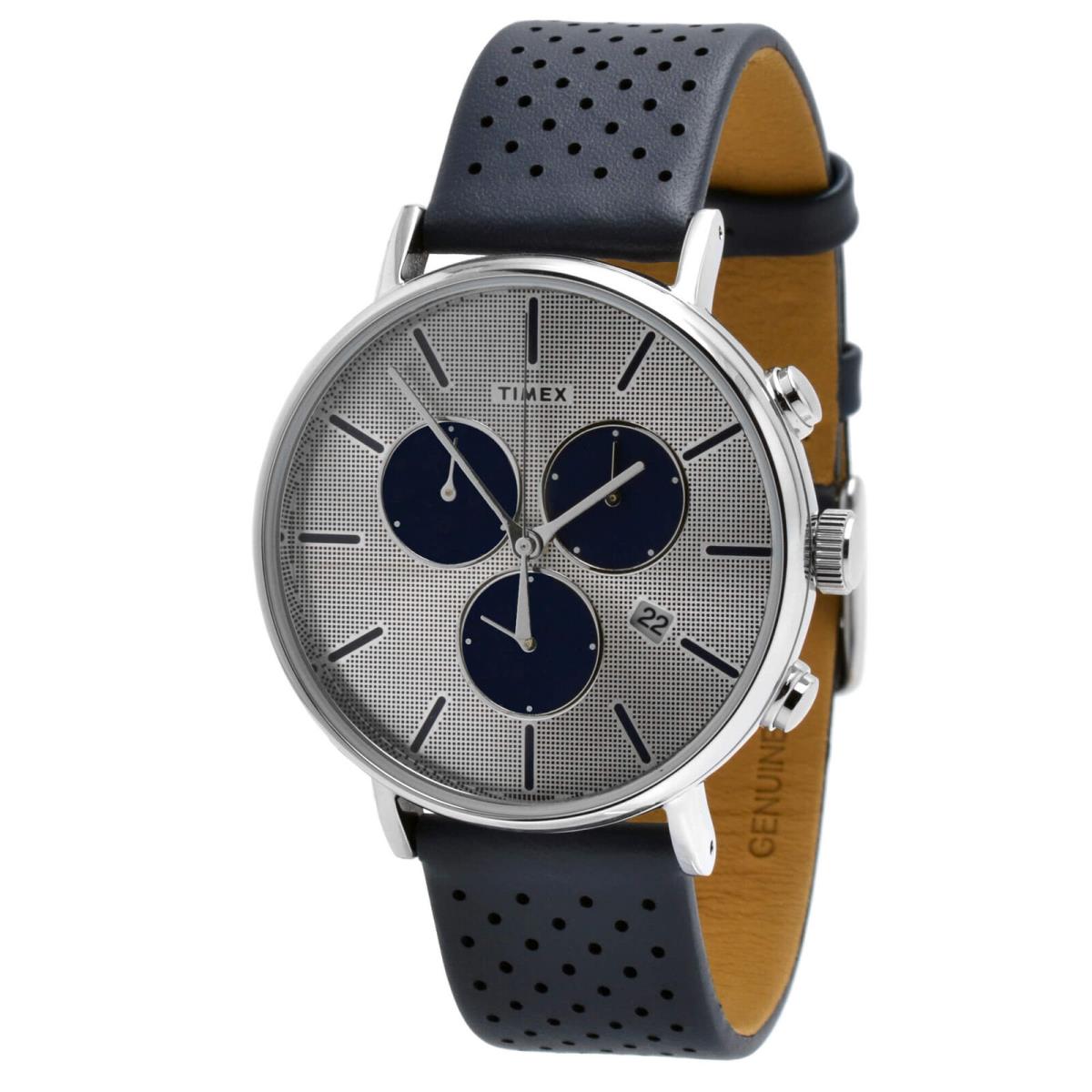 Timex Men`s Watch Fairfield Supernova Silver Dial Blue Leather Strap TW2R97700