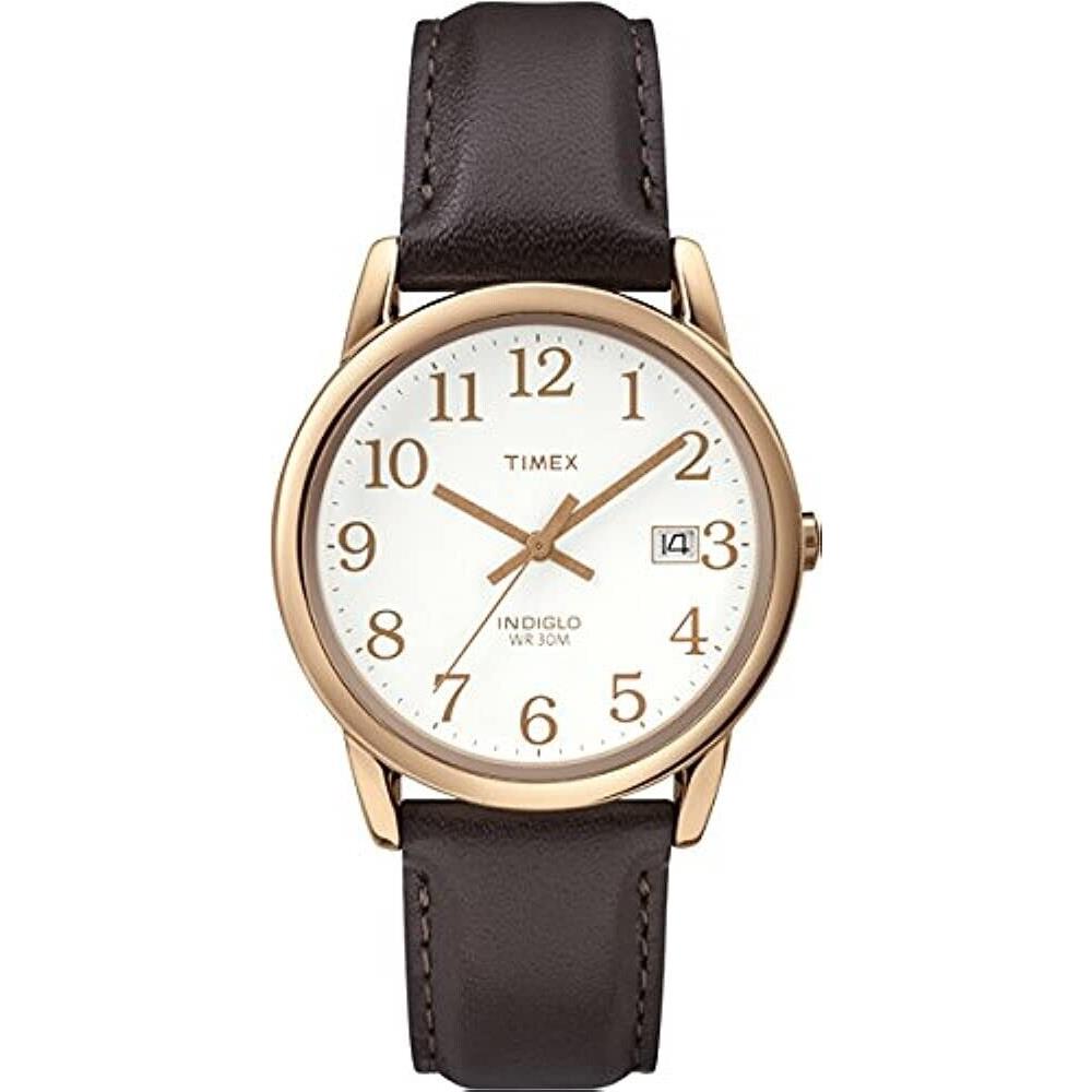 Timex Originals T2P563 Men`s Classic Brown Leather Strap Watch - Dial: White, Band: Brown