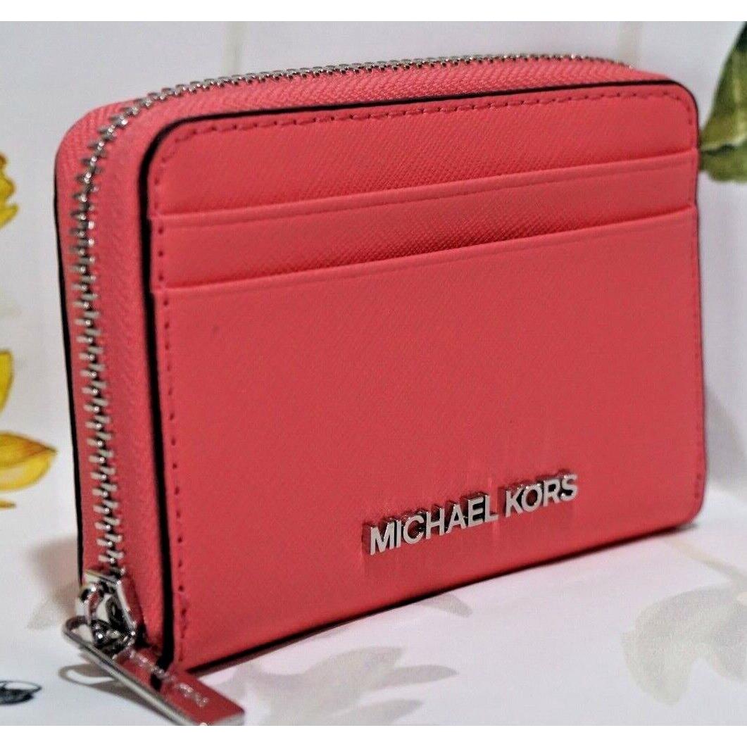 MICHAEL Michael Kors 'Jet Set Travel' Medium Zip Around Wallet in Red