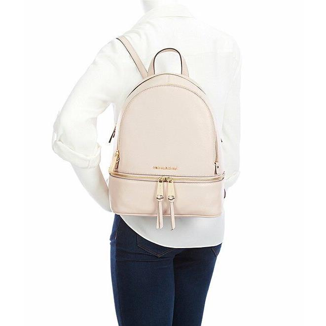 Michael Kors Rhea Medium Soft Pink Pebbled Leather Backpack School Bag