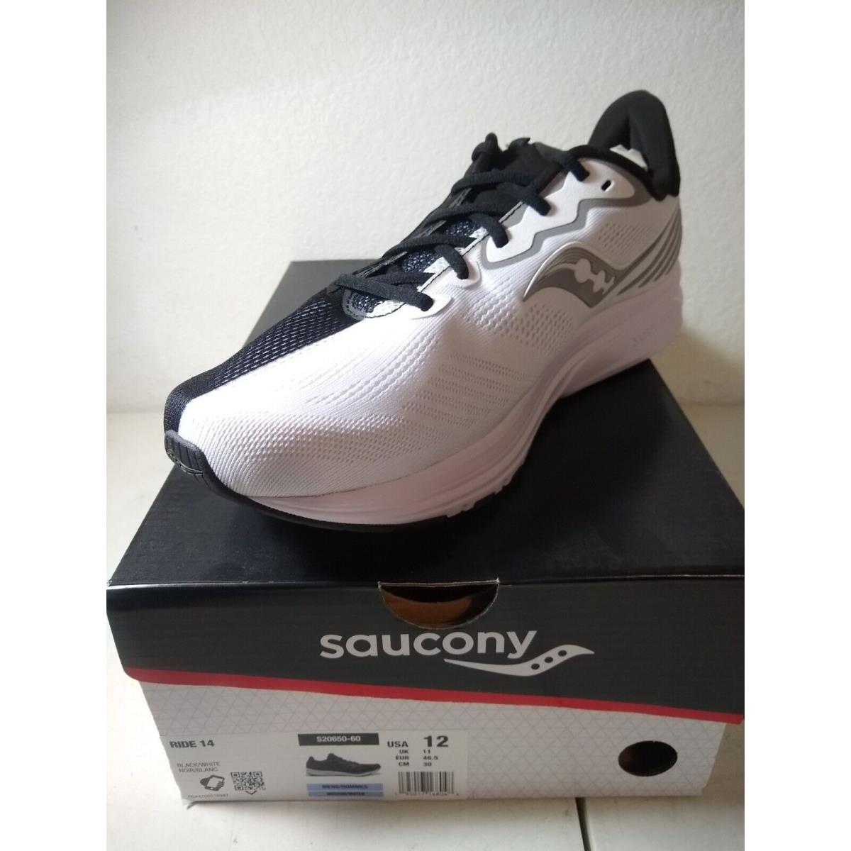 Saucony Ride 14 Running Shoes - Men`s Size 12 - White/black - Never Worn