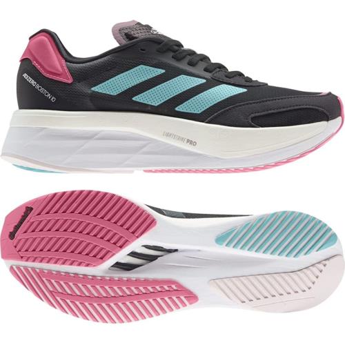 Adidas Womens Adizero Boston 10 Fitness Workout Running Shoes Carbon/Minton/Roston