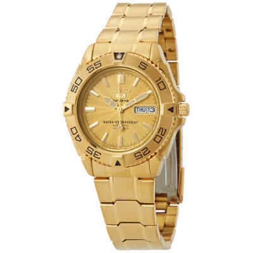 Seiko 5 Sports Automatic Gold Dial Men`s Watch SNZB26J1 - Gold Dial, Gold Band, Gold Bezel
