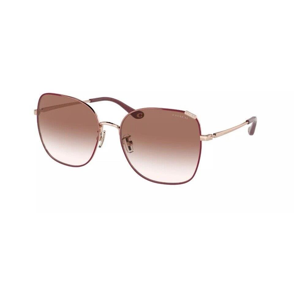 Coach Women`s Fashion Sunglasses HC7133-94038D Shiny Rose Gold/burgundy 57mm