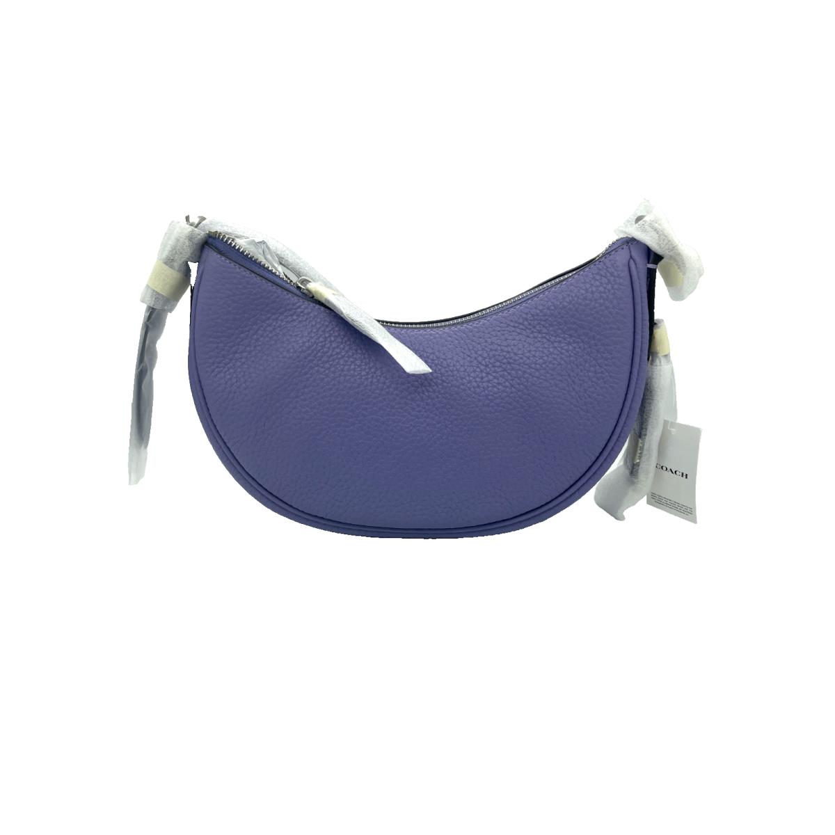 Coach Pebble Leather Luna Shoulder Bag Crescent Light Violet Silver Hardware