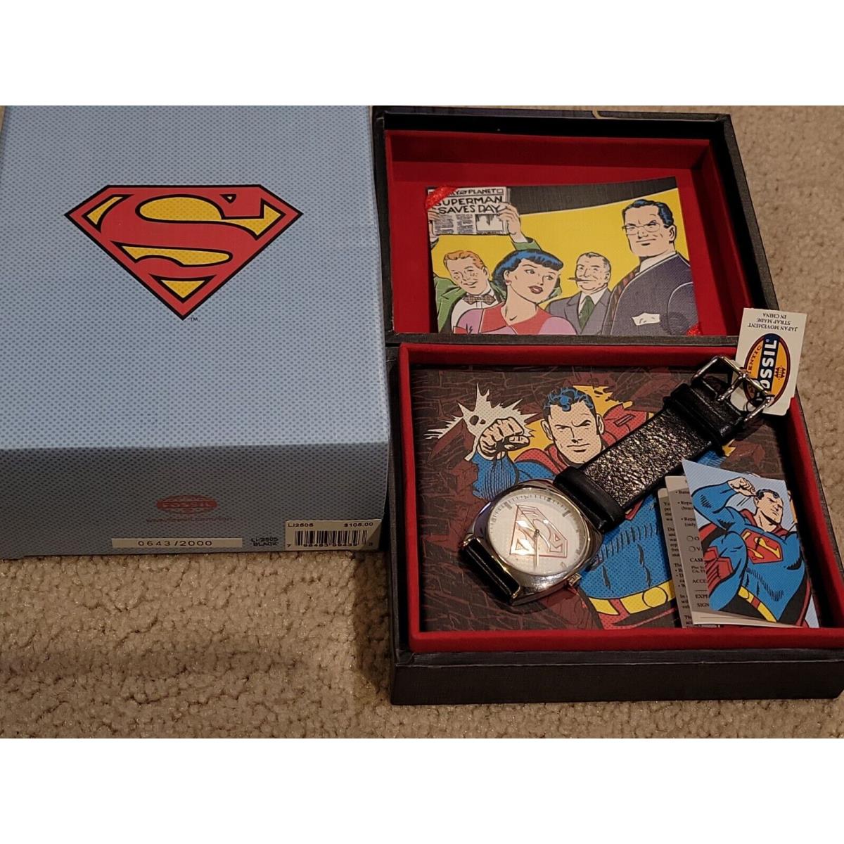 Fossil Superman Women`s Watch LI2506 Wristwatch Ltd 0643 / 2000 Leather