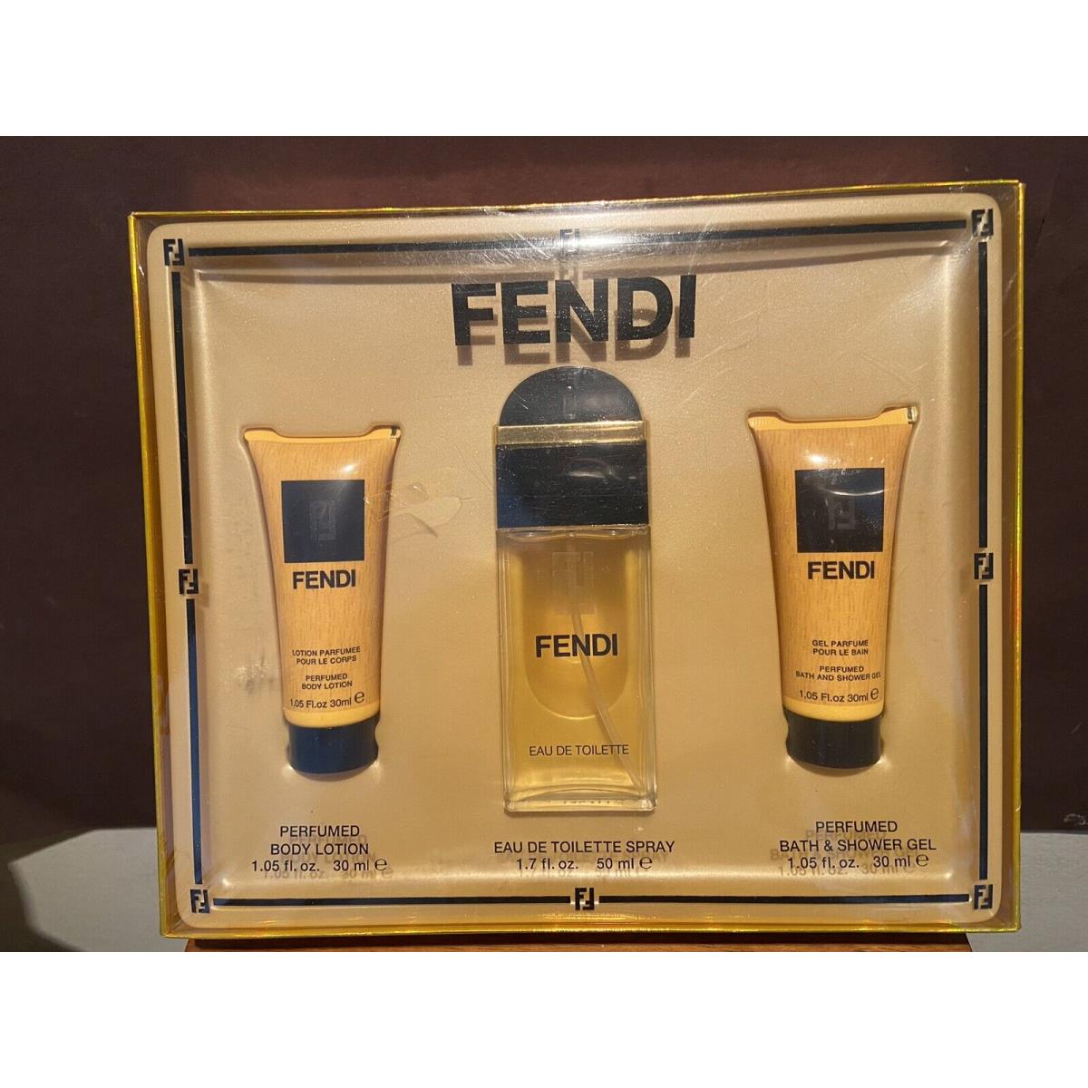 Fendi 1.7 fl oz Perfume 1.05 fl oz Body Lotion Bath Shower Gel Gift Set