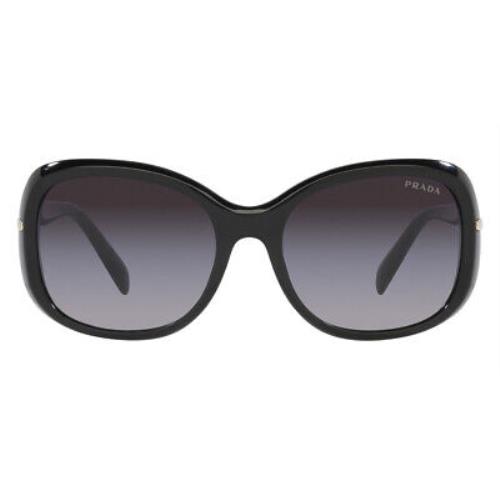 Prada PR 04ZS Sunglasses Black Gray Gradient Rectangle 57mm