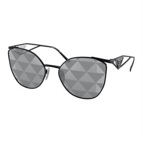 Prada PR 50ZS 1AB03T Black Metal Fashion Sunglasses Grey Mirror Lens