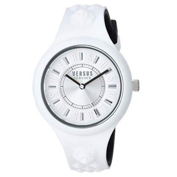Versus Versace Watch VSPOQ4819 White Black Silicon Strap Silver Indexes + Case