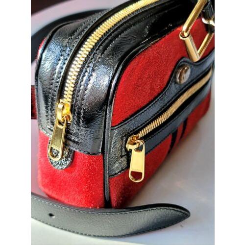 Gucci Ophidia Belt Waist Bag Red Suede Black Leather GG Web 85/34 New  authentic
