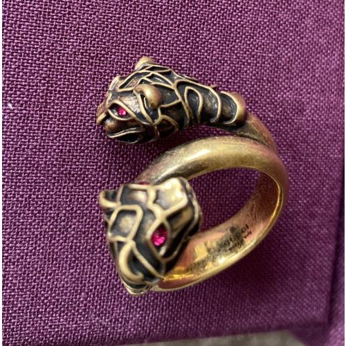 Gucci Ring RG Tigerhead Ottone/strass Wraparound Brass Jewelry Size 13/IT -7US