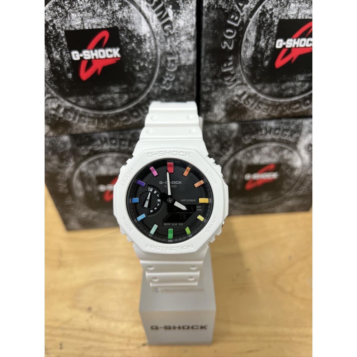 Casio G-shock GA2100-7A Carbon Core White Resin Rainbow Limited Edition Watch