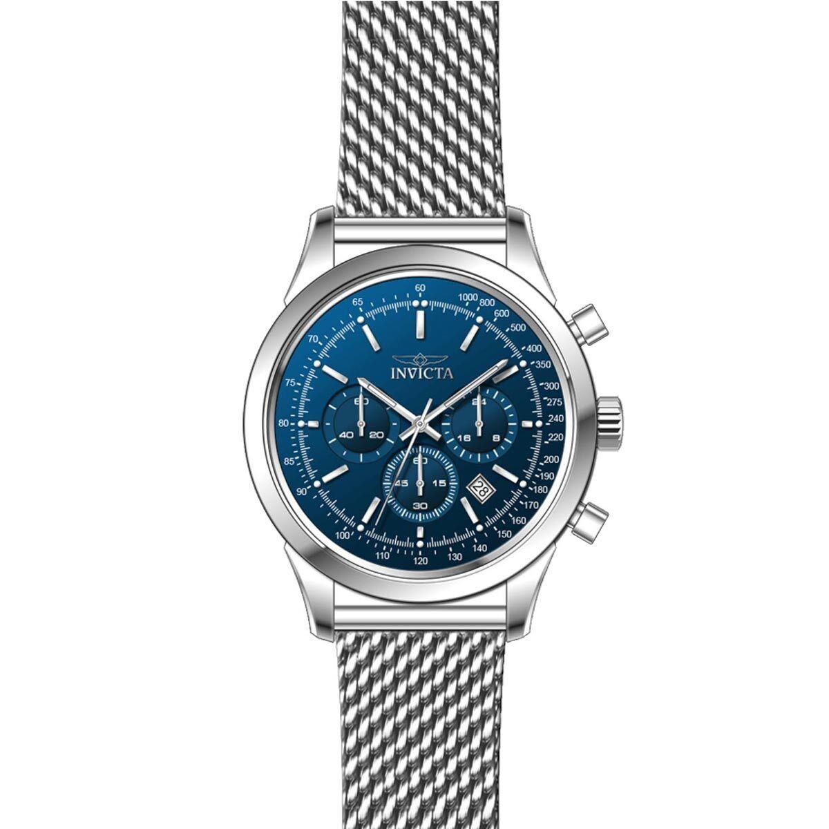 Invicta 24209 Men`s Chrono Steel Mesh Bracelet Blue Dial Watch