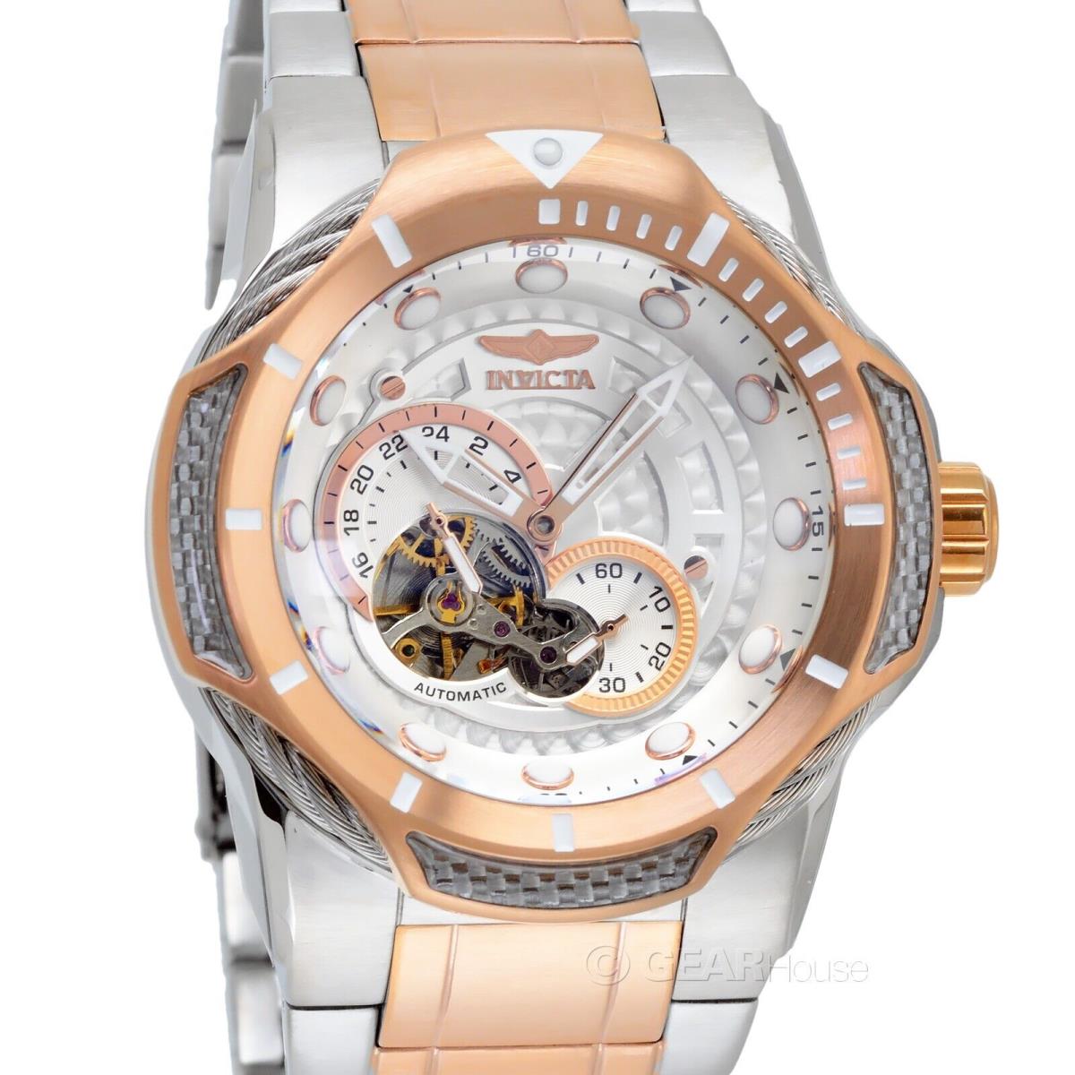 Invicta Bolt Mens Automatic Watch Large 51mm Case Two-tone Silver Rose Gold