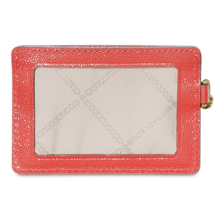 Michael Kors Jet Set Leather Chain Wallet ID Card Case Small Sangria Red