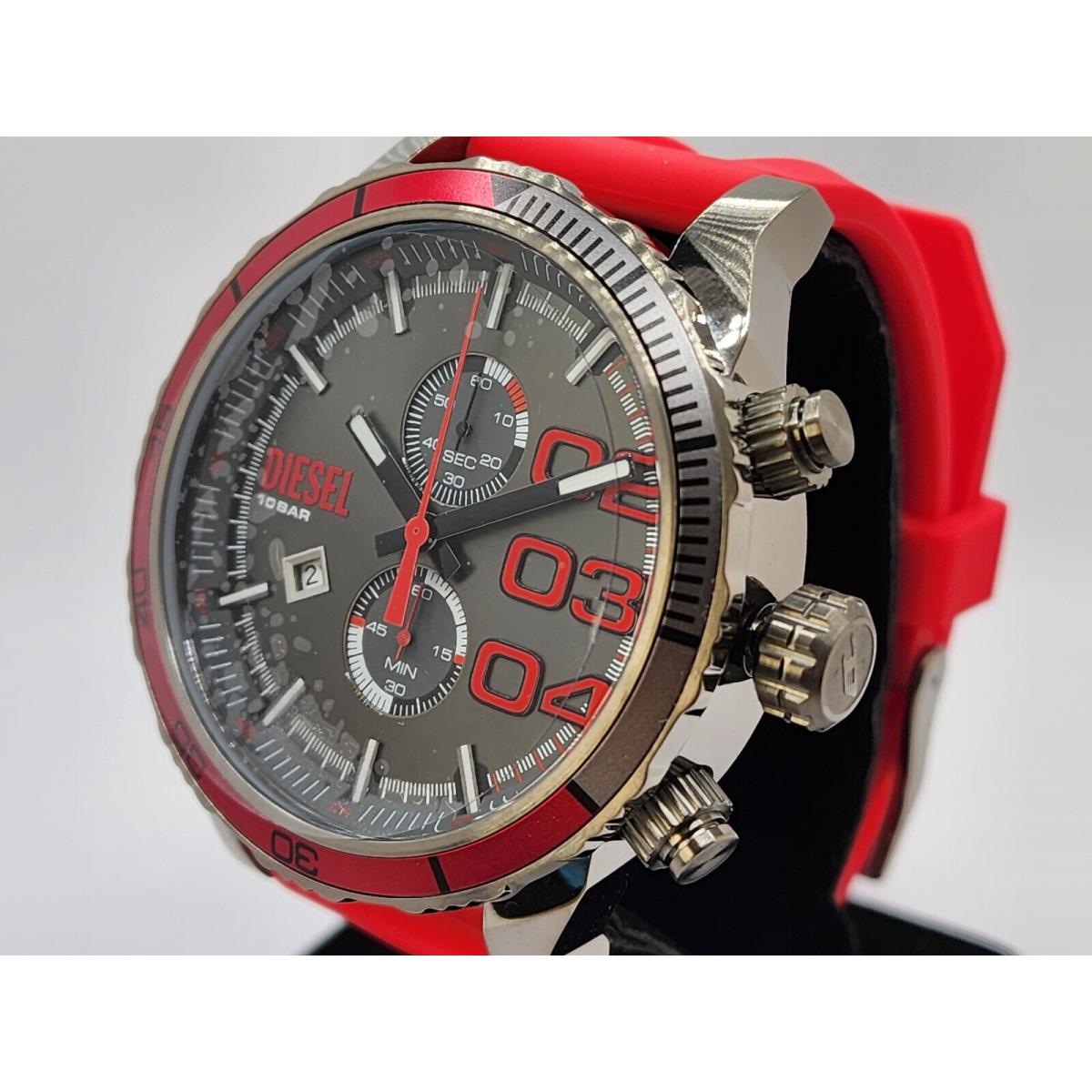 Diesel Men`s Watch Double Down 2.0 Cronograph Red Silicone DZ4613