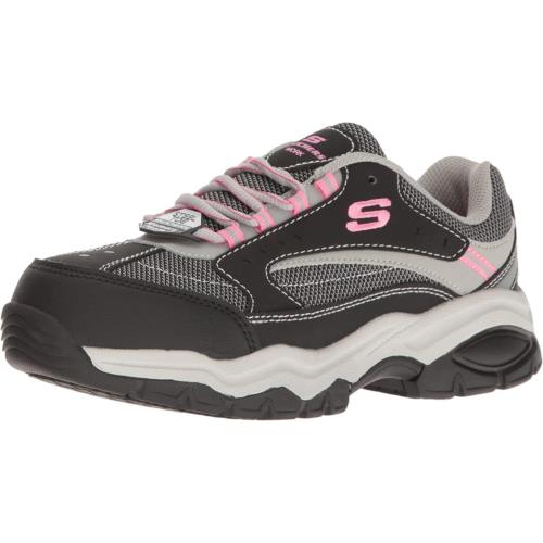 Skechers For Work Women`s Bisco Slip Resistant Shoe Black/Grey