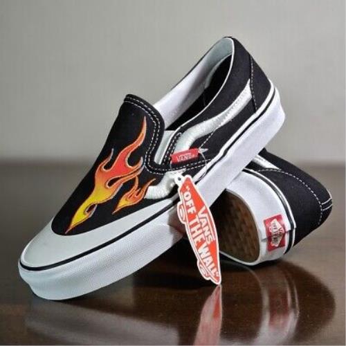Vans X Asap Rocky Pac Sun Limited Edition Slip On Shoes Black Red Flame Size 8