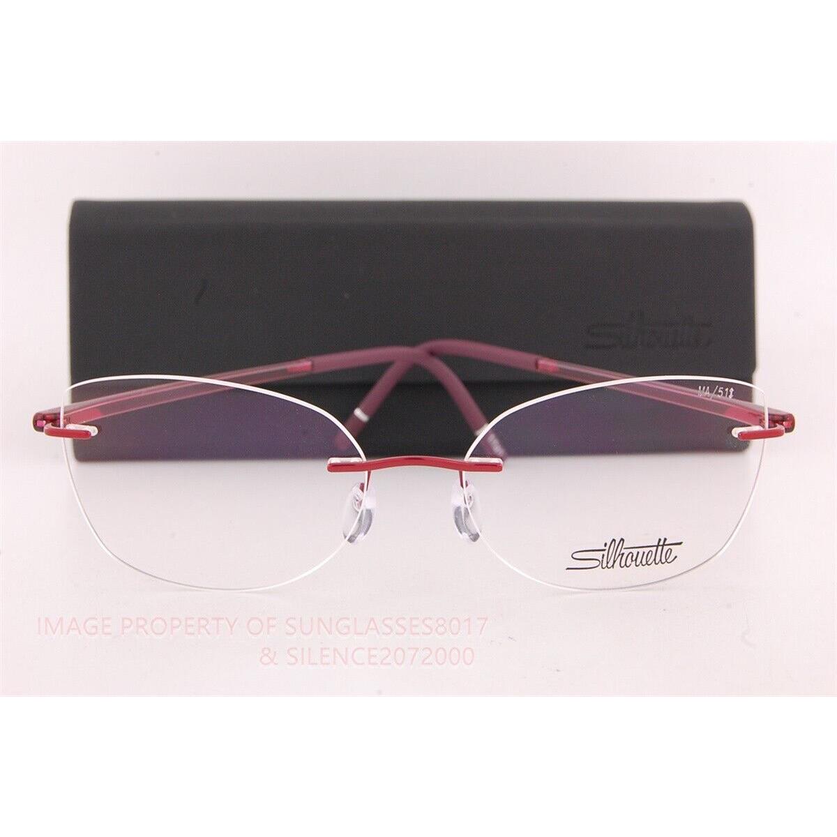 Silhouette Eyeglass Frames The Wave 5567 MA 3040 Cassis Red Titanium 51mm