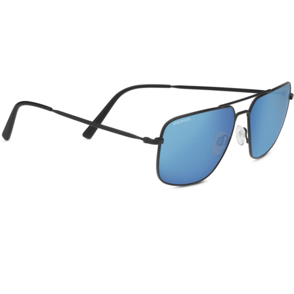 Serengeti Agostino Aviator Sunglasses - Polarized Mineral Glass Lens 8828/SatinBlack/555nmBlue