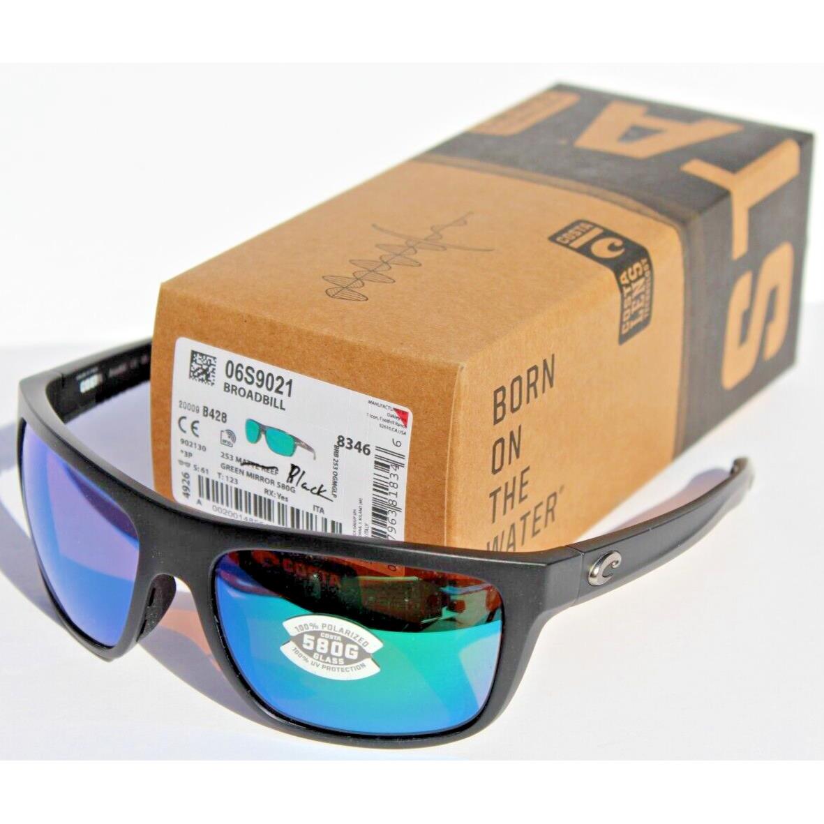 Costa Del Mar Broadbill 580 Polarized Sunglasses Matte Black/green Mirror 580G