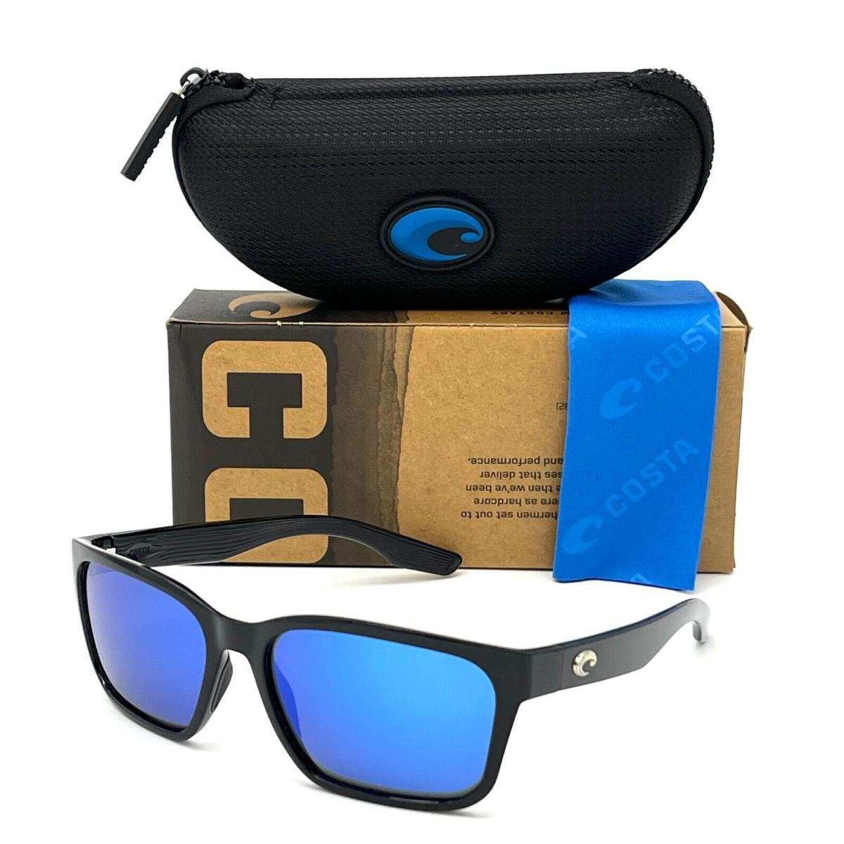 Costa Del Mar Palmas Black / Blue Mirror 580G 57mm Polarized Sunglasses - Frame: Black, Lens: Blue