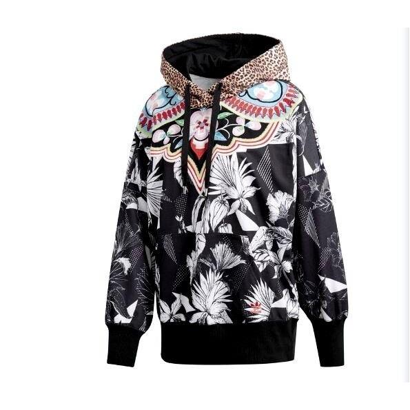Adidas Originals Hoody Womens Jacket Floral Cheetah Small Multi Color CW1378
