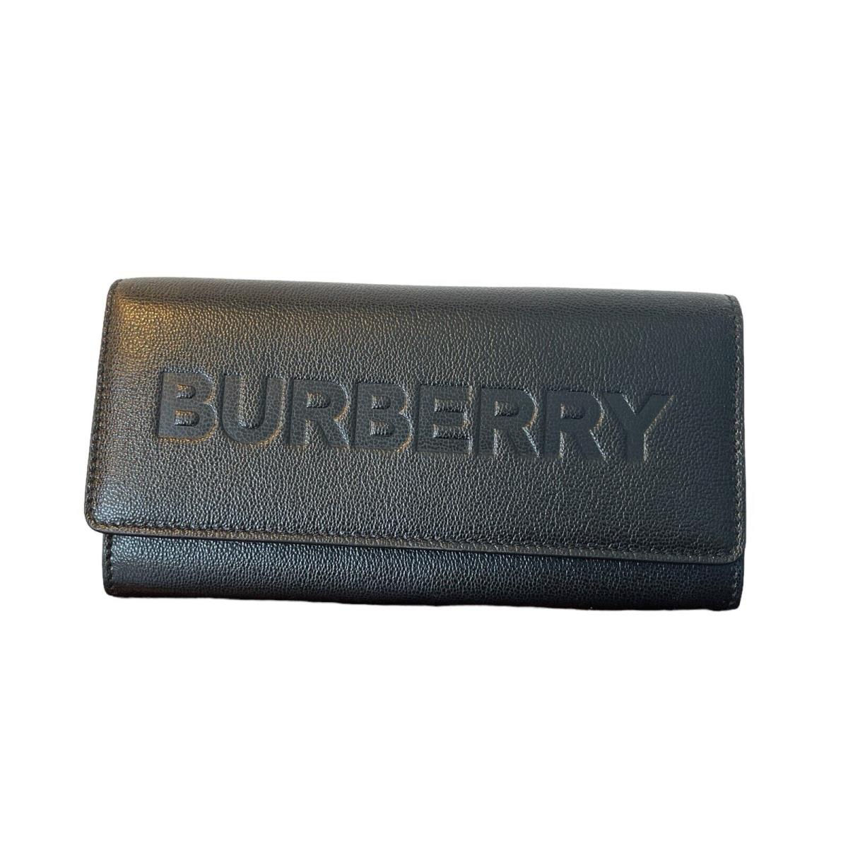 Burberry Porter Tan Grained Leather Embossed Continental Clutch Flap Wallet  