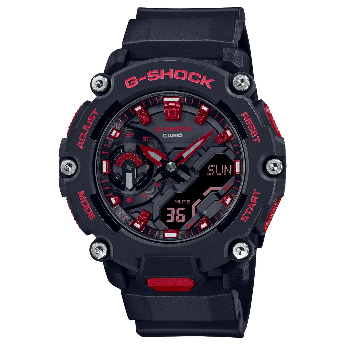 Casio G-shock Ana-digital Red Accent Black Resin Strap Watch GA2200BNR-1A