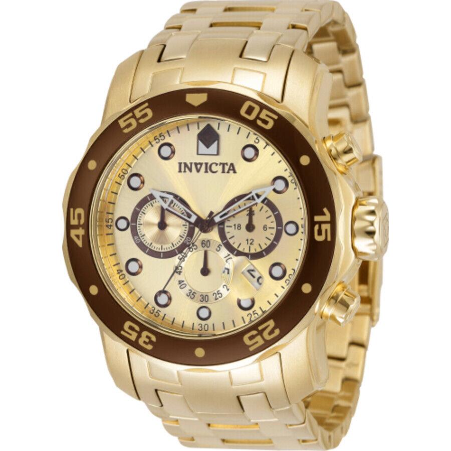 Invicta Pro Diver Chronograph Quartz Gold Dial Men`s Watch 36359