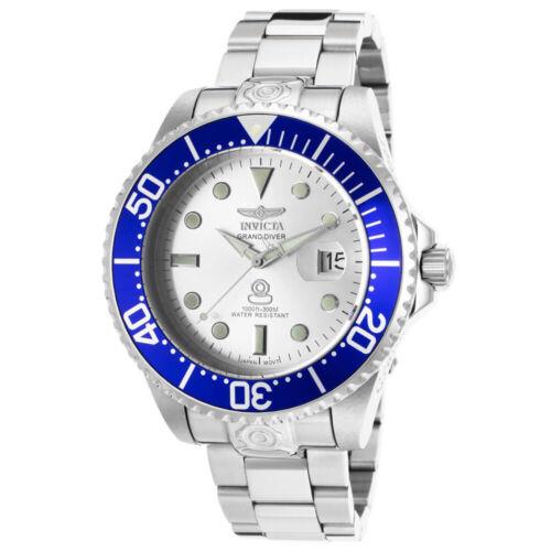 Invicta 15843 Men`s Grand Diver Silver Dial Steel Bracelet Automatic Dive Watch - Dial: Silver, Band: Silver