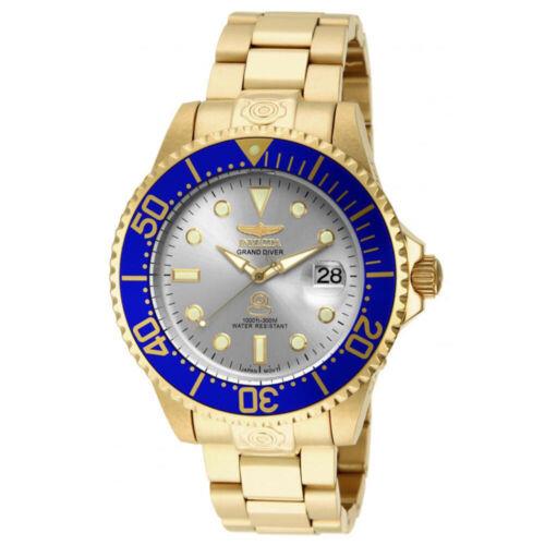 Invicta 15845 Men`s Grand Diver Automatic Silver Dial Gold Tone Steel Watch - Silver Dial, Yellow/gold Band