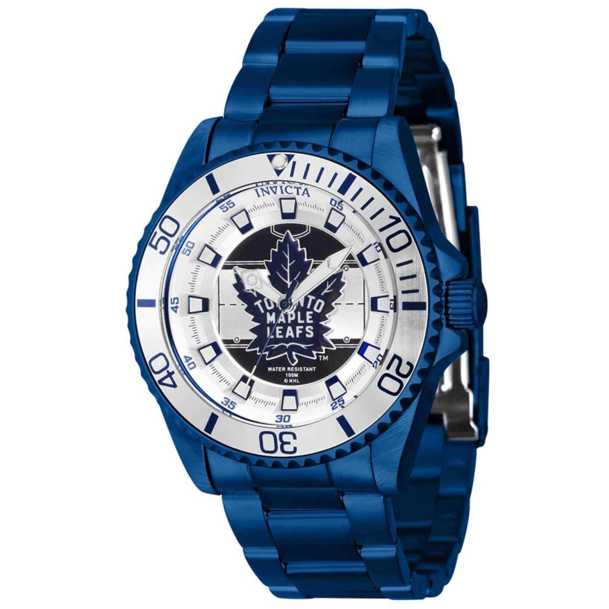 Invicta Women`s Watch Nhl Toronto Maple Leafs Quartz Blue Steel Bracelet 42210 - Dial: Blue, Silver, Band: Blue