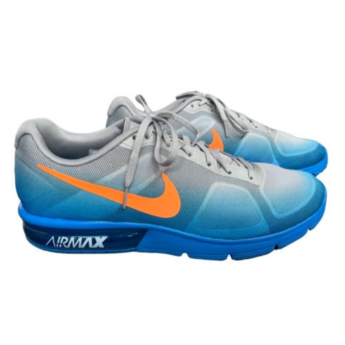 Mens Nike Air Max Sequent Size US 12 Blue and Orange Sheaker Shoes Excellent Con - Blue with orange swoosh