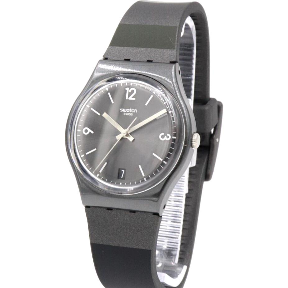 Swiss Swatch Blackeralda Silicone Multicolored Black Date Watch 34mm GB430