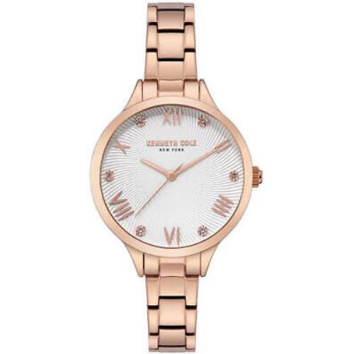 Women`s Kenneth Cole Classic Rose Gold Crystallized Dial Watch KC50197002