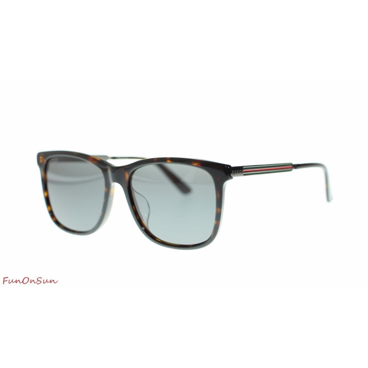 Gucci Men`s Rectangular Sunglasses GG0078SK 004 Havana Ruthenium/grey Lens 56mm