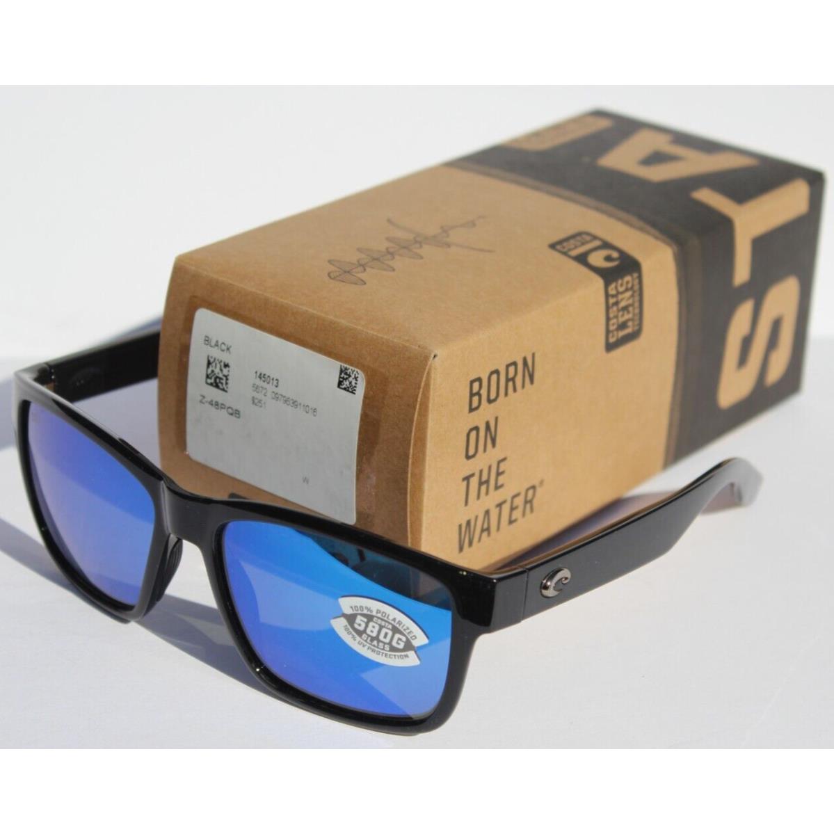 Costa Del Mar Paunch Polarized Sunglasses Shiny Black/blue Mirror 580G