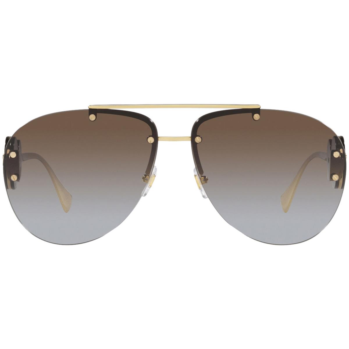 Versace Double Medusa Women`s Rimless Aviator Sunglasses - VE2250 148889 - Italy - Frame: Gold-Tone, Lens: Grey/Brown