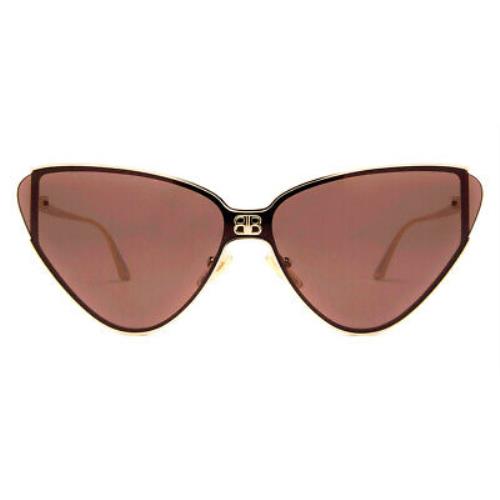 Balenciaga BB0191S Sunglasses Women Gold / Brown Cat Eye 99mm