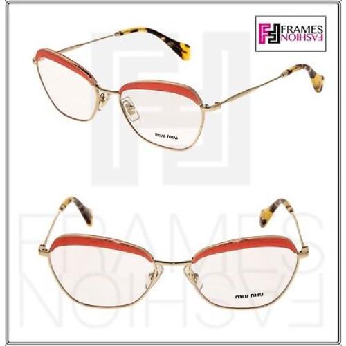 Miu Miu 51N Noir MU51NV Oval Eyeglasses Optical Frame Pink Translucent 52mm