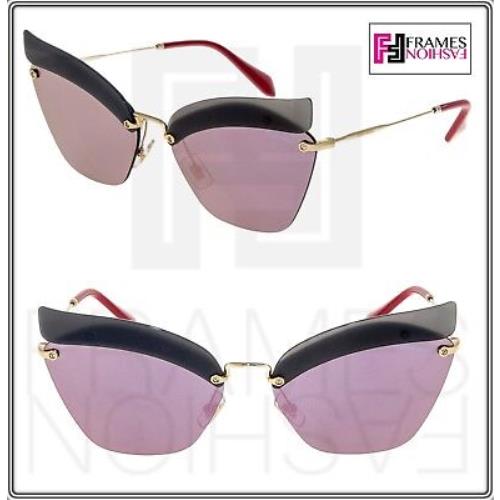 Miu Miu 56T Noir MU56TS Opal Grey Pink Mirrored Color Block Sunglasses Women