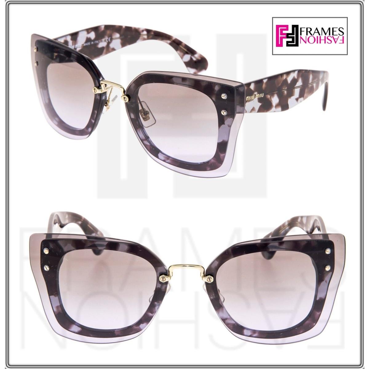 Miu Miu Reveal 04R Shield Square Oversized Sunglasses MU04RS Lilac Havana Brown